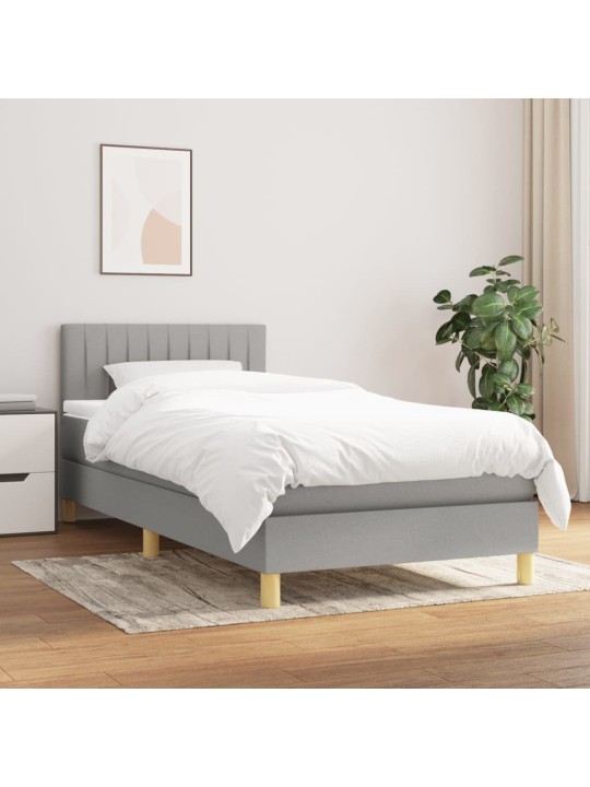 Box spring postel s matrací světle šedý 100 x 200 cm textil
