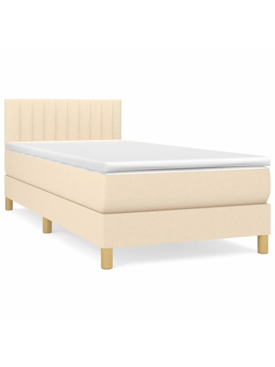 Box spring postel s matrací krémová 100 x 200 cm textil