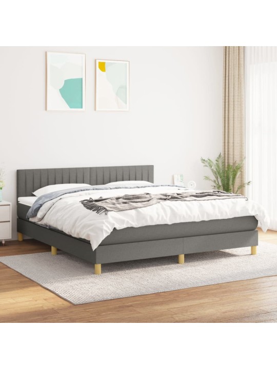 Box spring postel s matrací tmavě šedá 160x200 cm textil