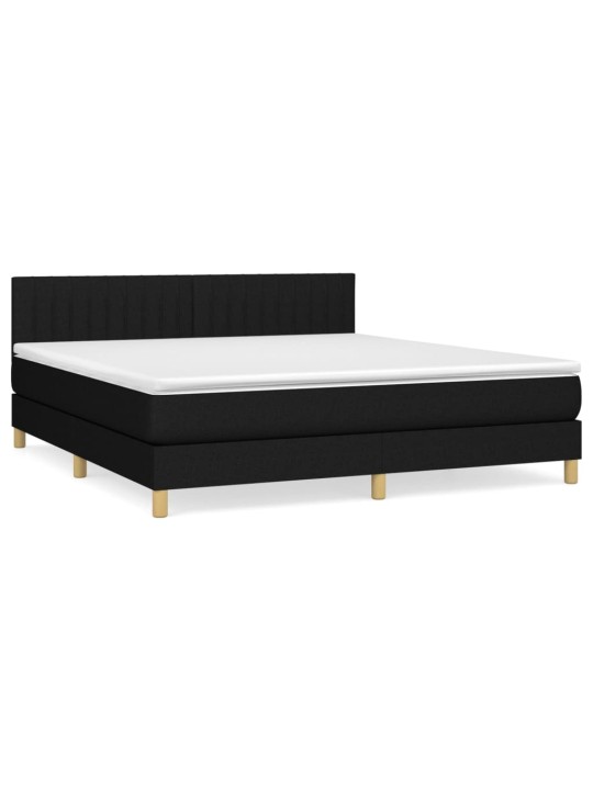 Box spring postel s matrací černá 160x200 cm textil