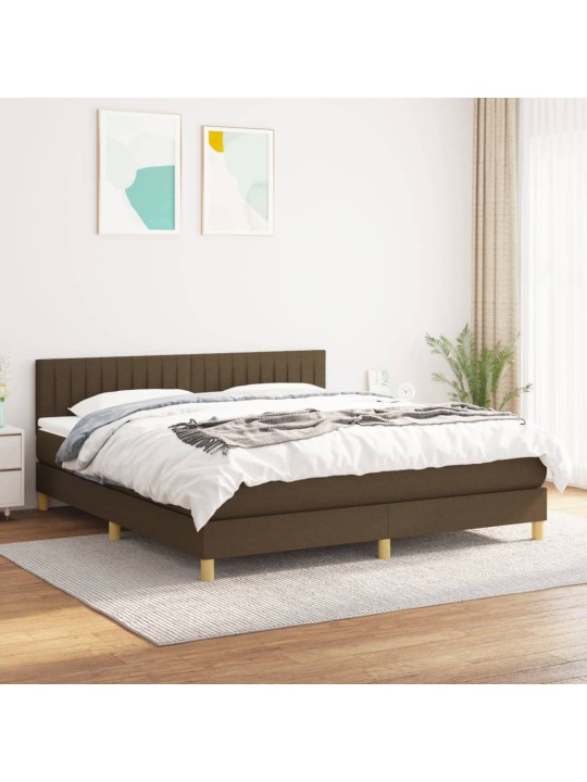 Box spring postel s matrací tmavě hnědá 160x200 cm textil