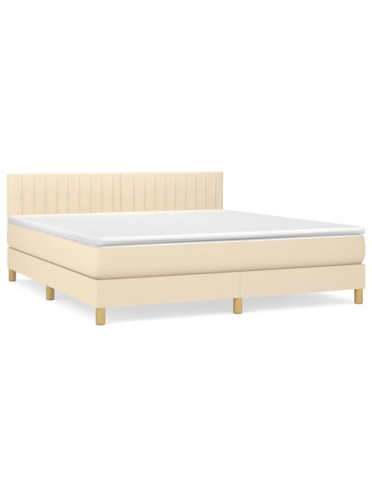 Box spring postel s matrací krémová 160x200 cm textil