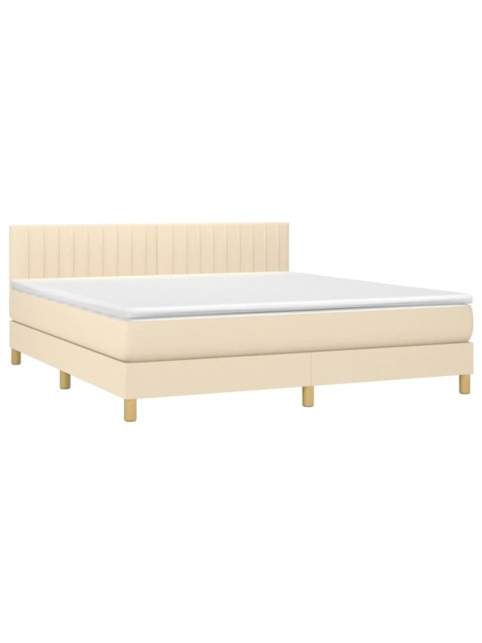 Box spring postel s matrací krémová 160x200 cm textil