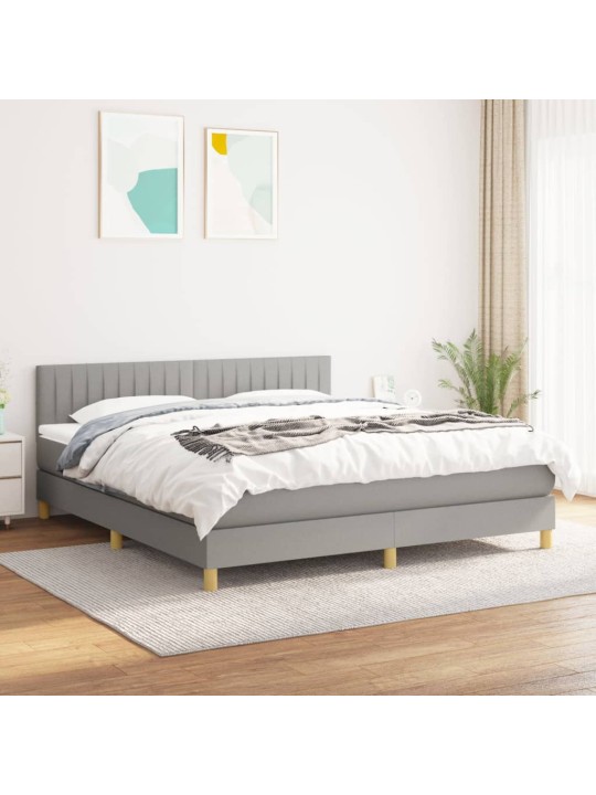 Box spring postel s matrací světle šedá 180 x 200 cm textil