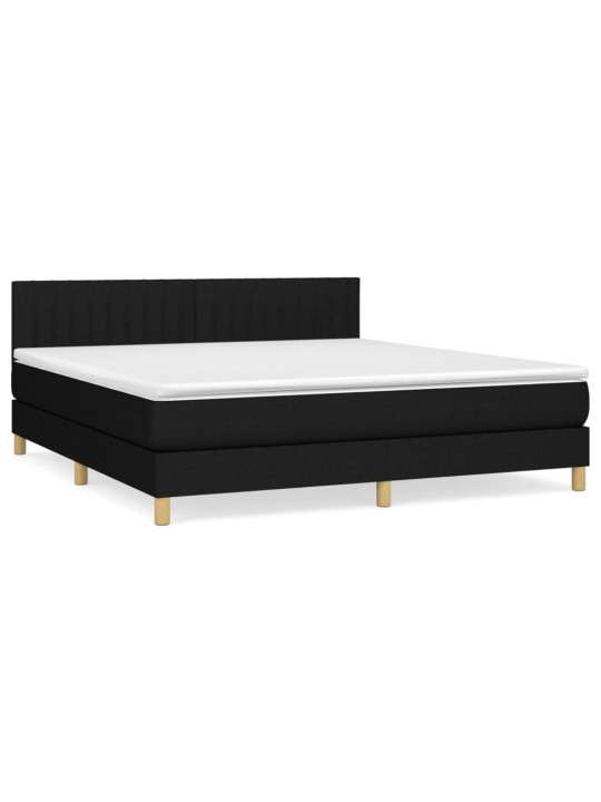 Box spring postel s matrací černá 180x200 cm textil