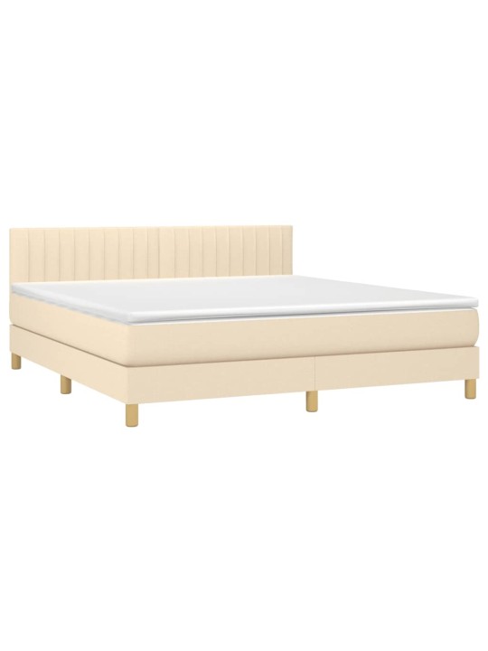 Box spring postel s matrací krémová 180x200 cm textil