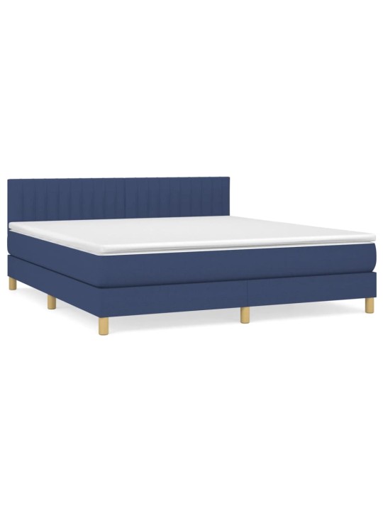 Box spring postel s matrací modrá 180x200 cm textil
