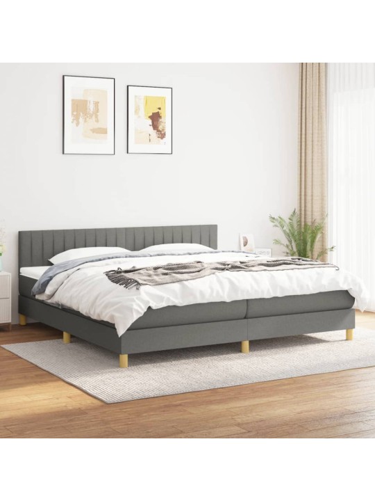 Box spring postel s matrací tmavě šedá 200x200 cm textil