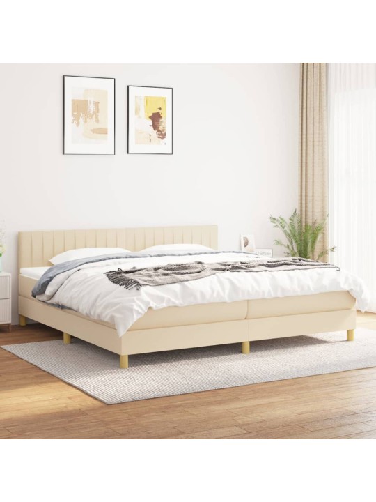 Box spring postel s matrací krémová 200x200 cm textil