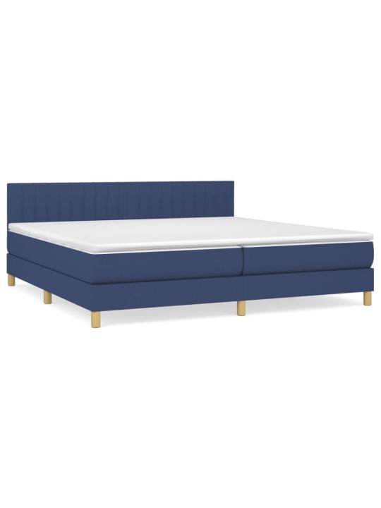 Box spring postel s matrací modrá 200x200 cm textil
