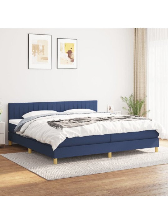 Box spring postel s matrací modrá 200x200 cm textil