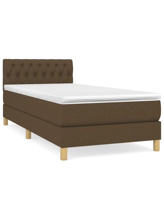 Box spring postel s matrací tmavě hnědá 90x190 cm textil