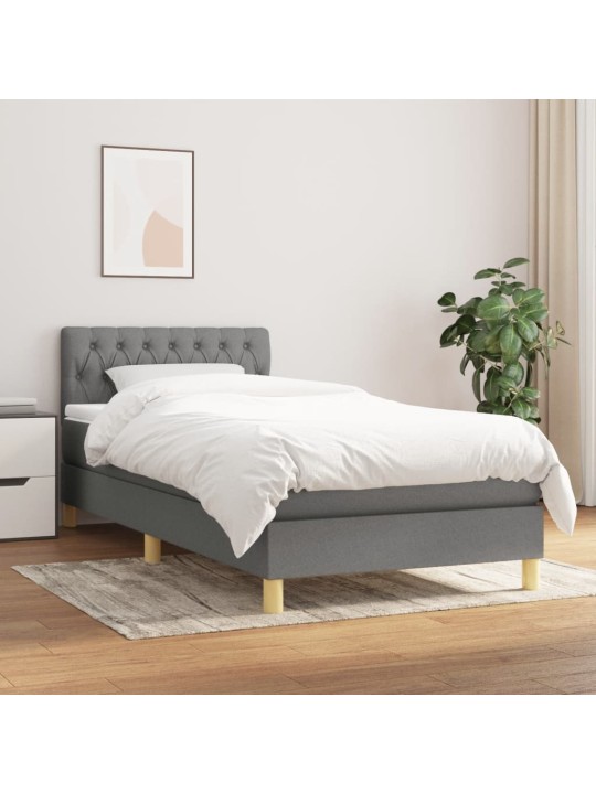 Box spring postel s matrací tmavě šedá 90x200 cm textil