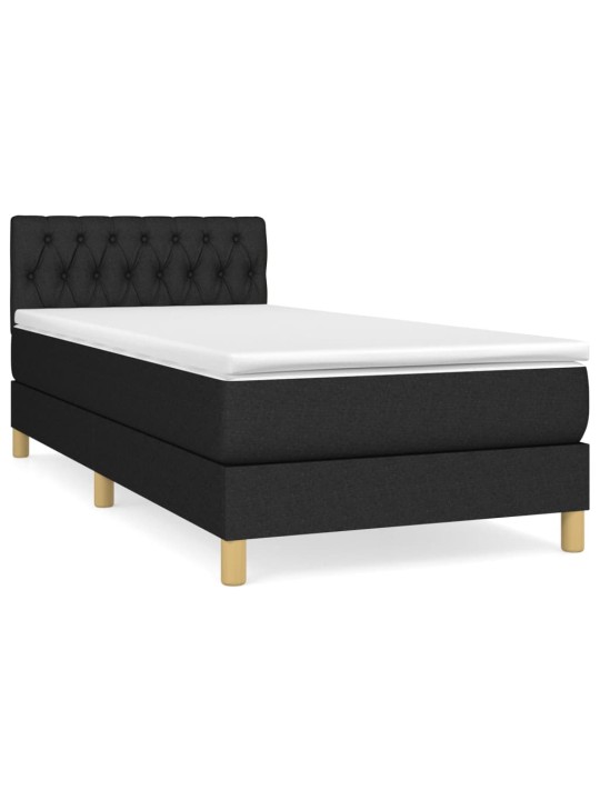 Box spring postel s matrací černá 100 x 200 cm textil