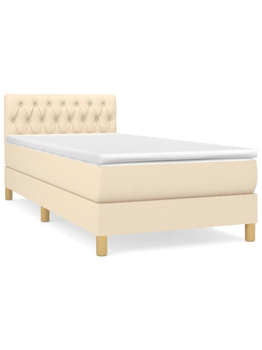 Box spring postel s matrací krémová 100 x 200 cm textil