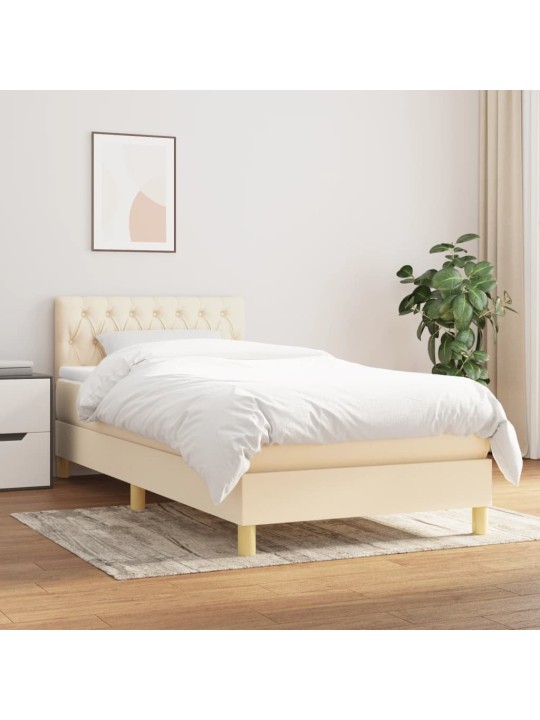 Box spring postel s matrací krémová 100 x 200 cm textil
