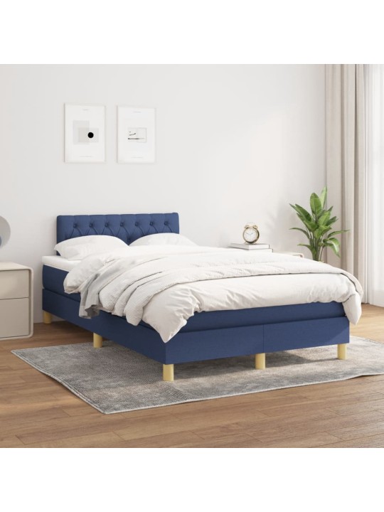 Box spring postel s matrací modrá 120x200 cm textil