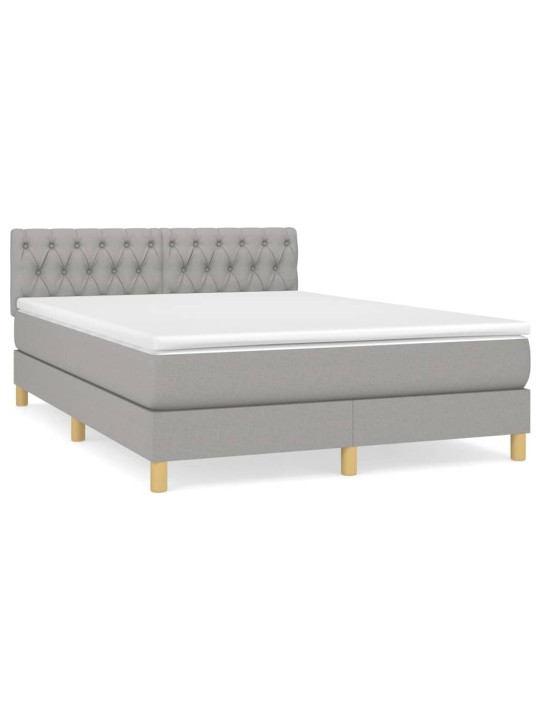 Box spring postel s matrací světle šedá 140 x 190 cm textil