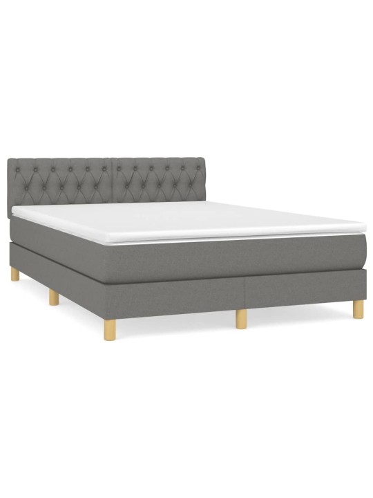 Box spring postel s matrací tmavě šedý 140 x 190 cm textil