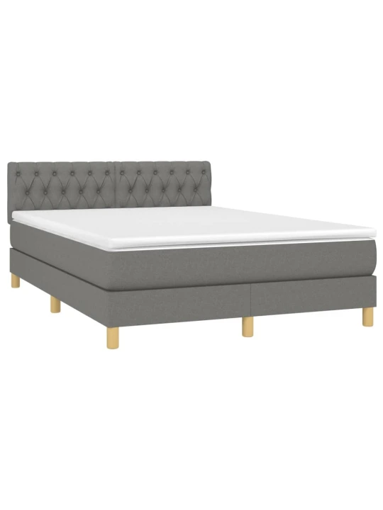 Box spring postel s matrací tmavě šedý 140 x 190 cm textil