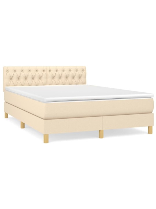 Box spring postel s matrací krémová 140x190 cm textil