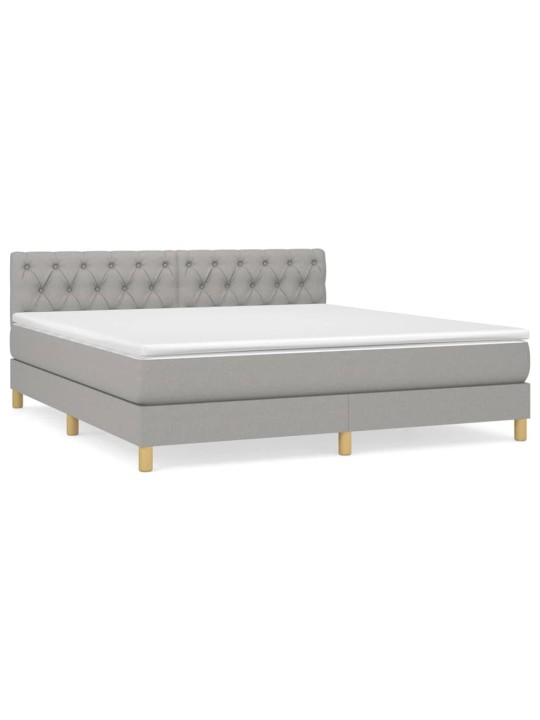 Box spring postel s matrací světle šedá 160 x 200 cm textil