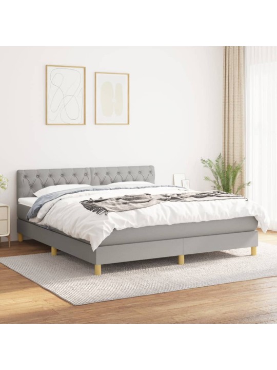 Box spring postel s matrací světle šedá 160 x 200 cm textil