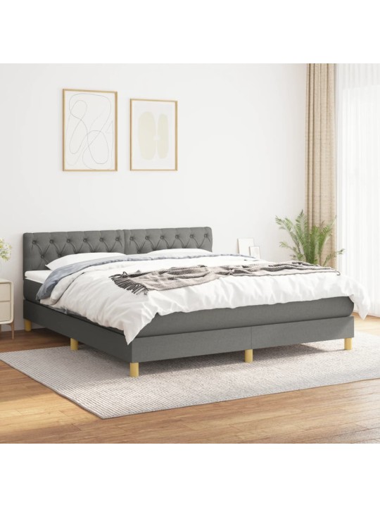 Box spring postel s matrací tmavě šedá 160x200 cm textil