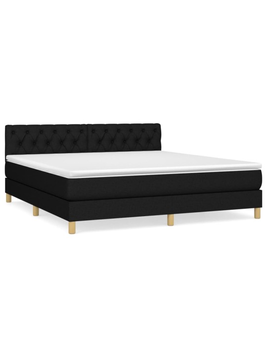 Box spring postel s matrací černá 160x200 cm textil