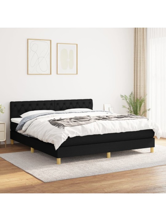 Box spring postel s matrací černá 160x200 cm textil