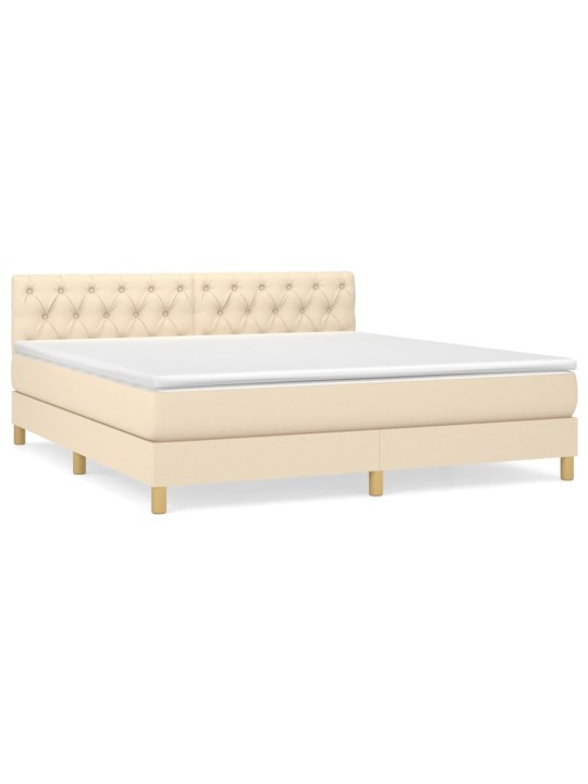 Box spring postel s matrací krémová 160x200 cm textil