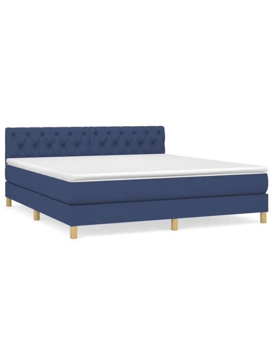 Box spring postel s matrací modrá 160x200 cm textil