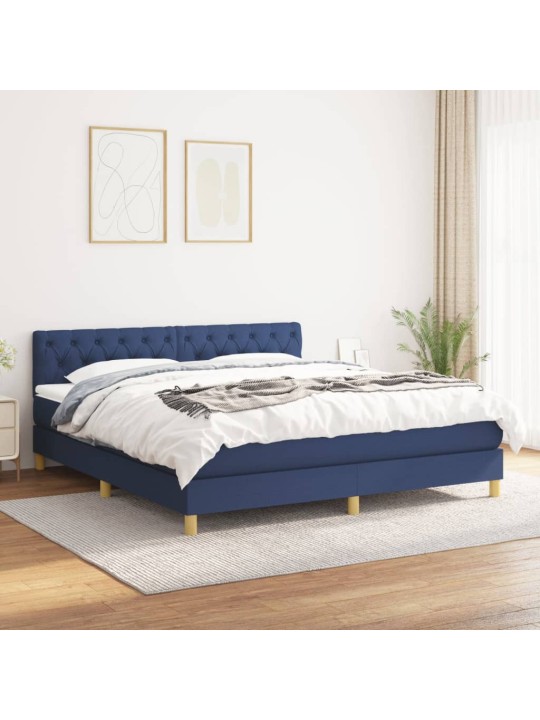 Box spring postel s matrací modrá 160x200 cm textil