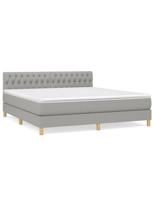 Box spring postel s matrací světle šedá 180 x 200 cm textil