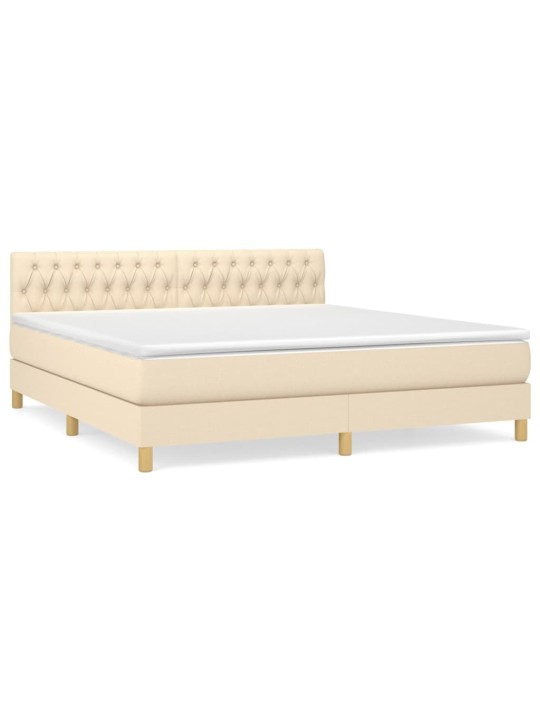 Box spring postel s matrací krémová 180x200 cm textil