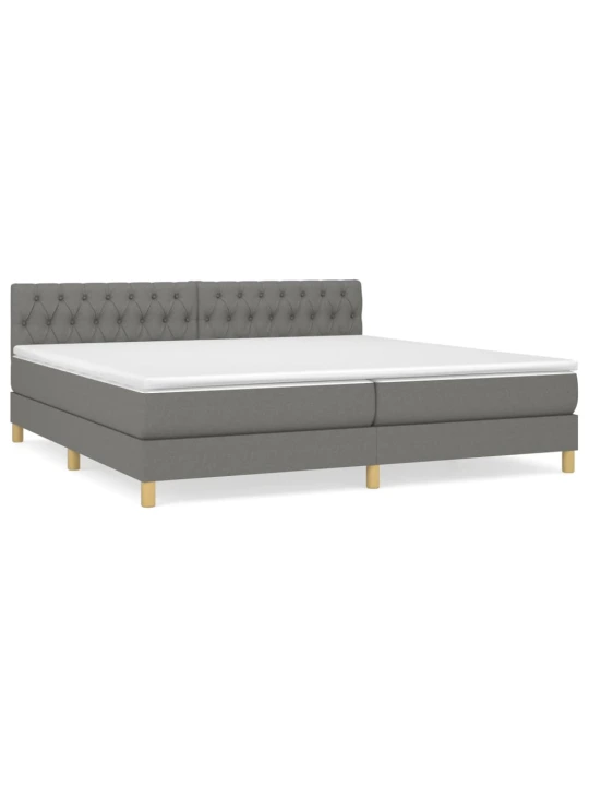 Box spring postel s matrací tmavě šedá 200x200 cm textil
