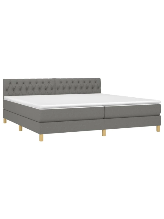 Box spring postel s matrací tmavě šedá 200x200 cm textil
