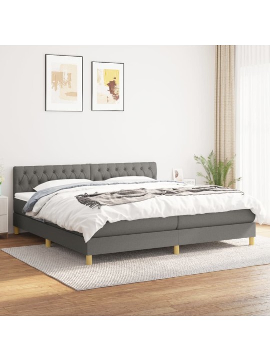 Box spring postel s matrací tmavě šedá 200x200 cm textil