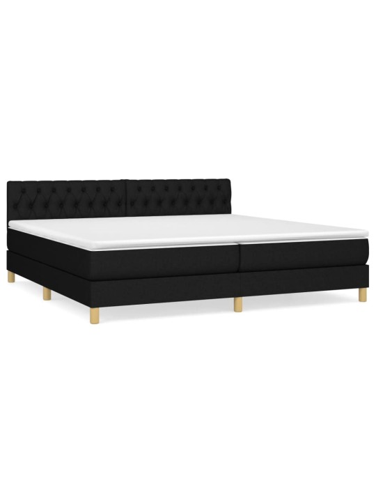 Box spring postel s matrací černá 200x200 cm textil