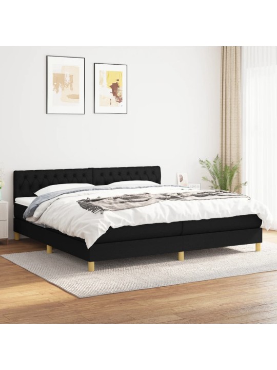 Box spring postel s matrací černá 200x200 cm textil