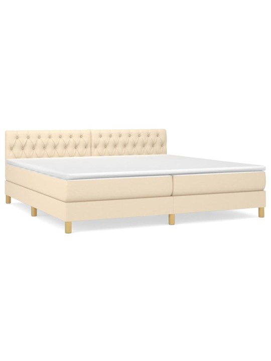 Box spring postel s matrací krémová 200x200 cm textil