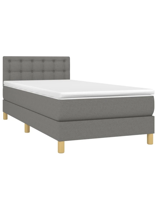Box spring postel s matrací tmavě šedá 80 x 200 cm textil