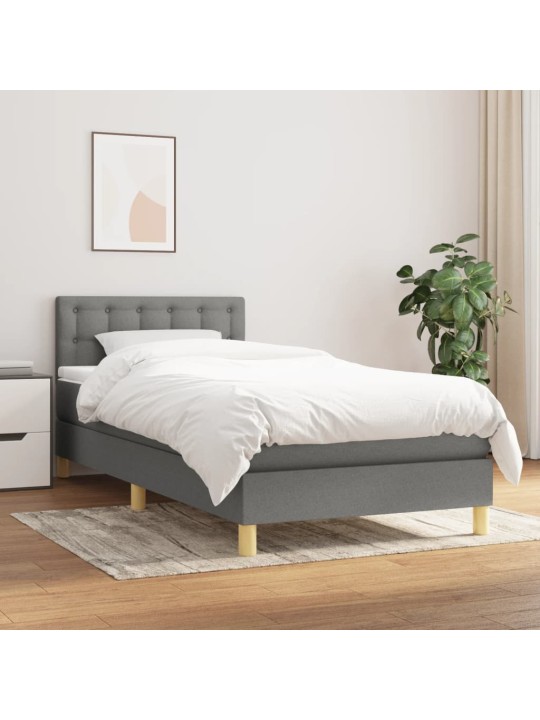 Box spring postel s matrací tmavě šedá 90x190 cm textil