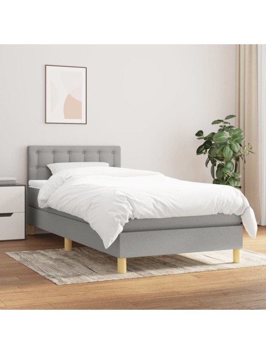 Box spring postel s matrací světle šedá 90x200 cm textil