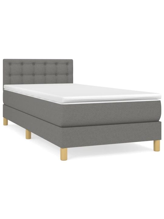 Box spring postel s matrací tmavě šedá 90x200 cm textil