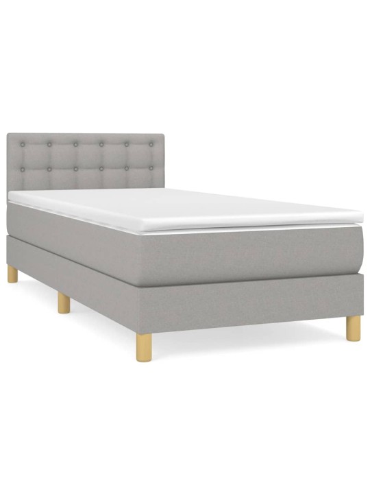 Box spring postel s matrací světle šedý 100 x 200 cm textil