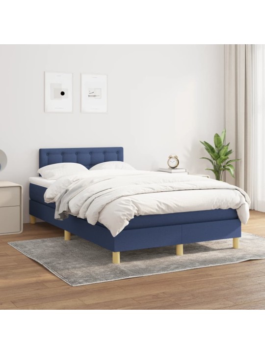 Box spring postel s matrací modrá 120x200 cm textil