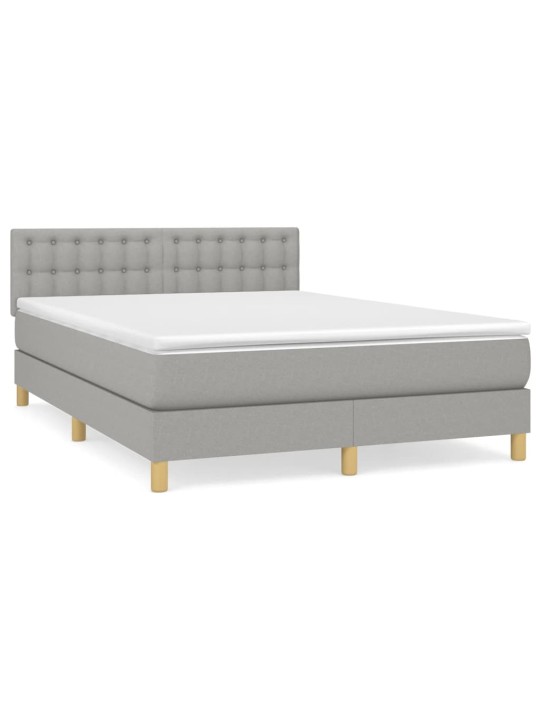Box spring postel s matrací světle šedá 140 x 190 cm textil