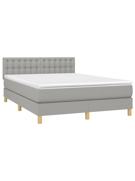 Box spring postel s matrací světle šedá 140 x 190 cm textil