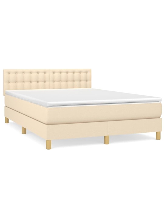 Box spring postel s matrací krémová 140x190 cm textil